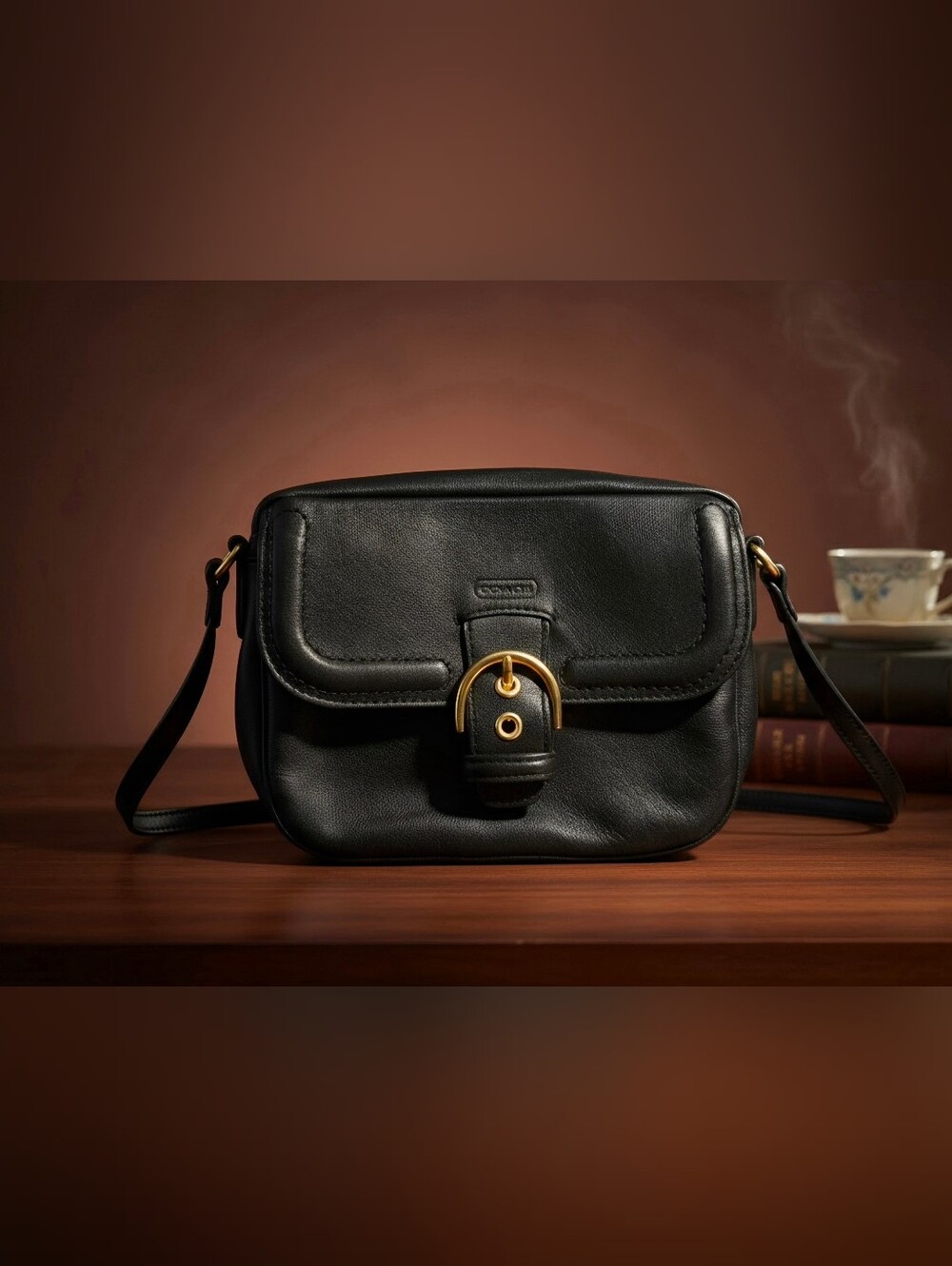 Coach Black Leather Campbell Crossbody Bag